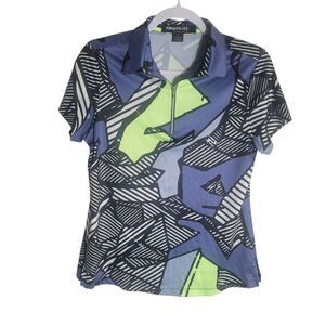 Simplicite Jamie Sadock Geometric Golf Polo Shirt Women's Small 1/4 Zip Preppy